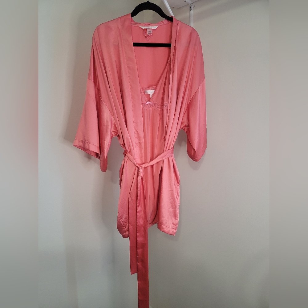 Victoria Secret Angel's Pink One Size Robe With Belt And Matching Nighty Sz M